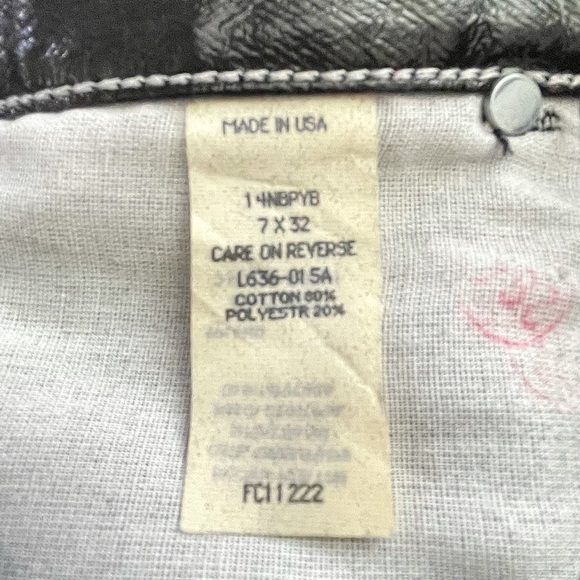 RARE Vintage Wrangler Black Leather vinyl pleather wax Denim Jeans 7 x 32 - Picture 11 of 12